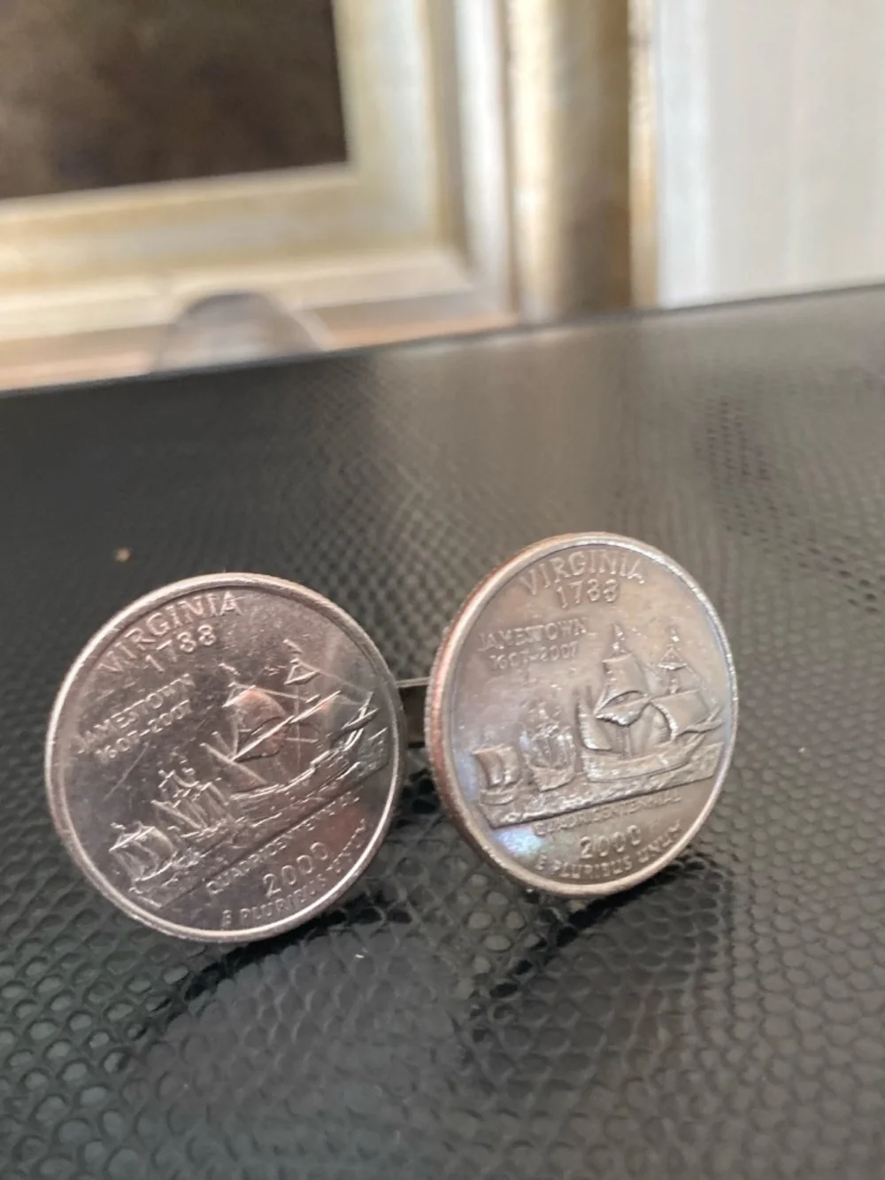 Virginia Jamestown Quadricentennial Quarter Cufflinks – Handmade Coin Jewelry